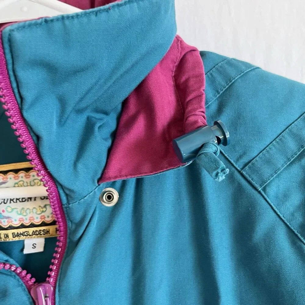 VTG 80s Current Seen Jacket Blue Color-block Womens Medium Retro Ski Coat - Picture 14 of 14